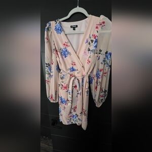 Express- Floral Wrap Dress Pink with Blue and Pink